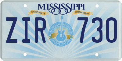 MS license plate ZIR730
