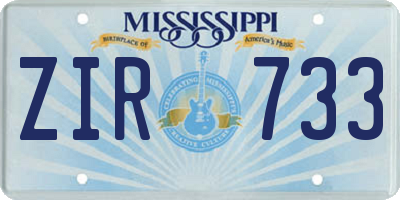 MS license plate ZIR733