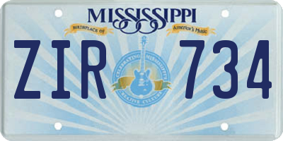 MS license plate ZIR734