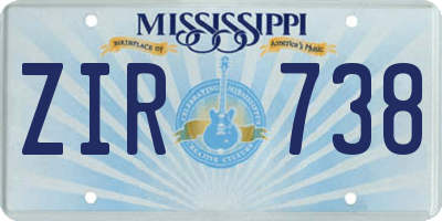 MS license plate ZIR738