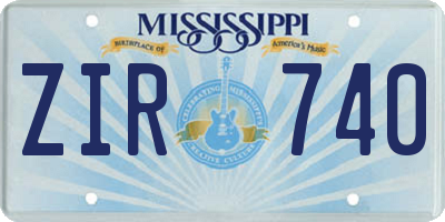MS license plate ZIR740