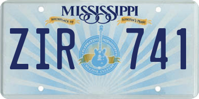 MS license plate ZIR741