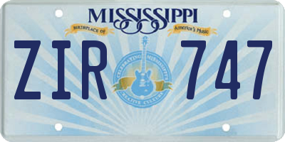 MS license plate ZIR747