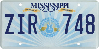 MS license plate ZIR748