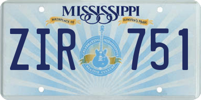 MS license plate ZIR751