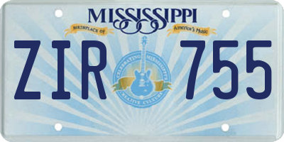 MS license plate ZIR755