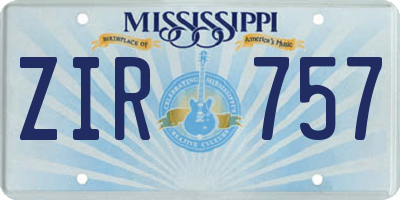 MS license plate ZIR757