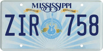 MS license plate ZIR758