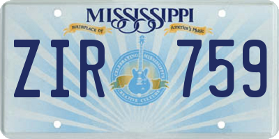 MS license plate ZIR759