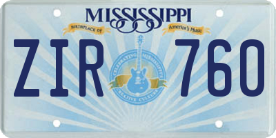 MS license plate ZIR760