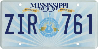 MS license plate ZIR761
