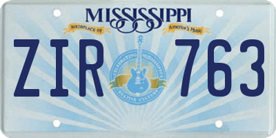 MS license plate ZIR763