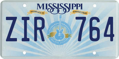 MS license plate ZIR764