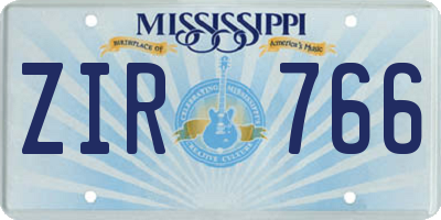 MS license plate ZIR766