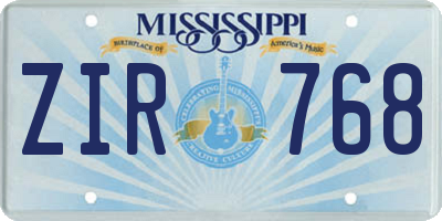 MS license plate ZIR768