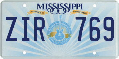 MS license plate ZIR769
