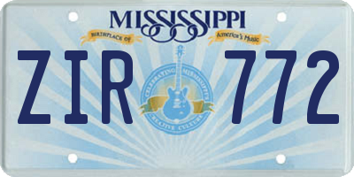 MS license plate ZIR772