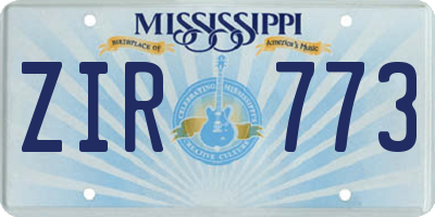 MS license plate ZIR773