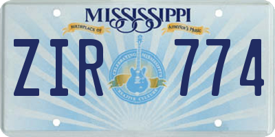 MS license plate ZIR774
