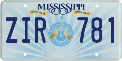 MS license plate ZIR781