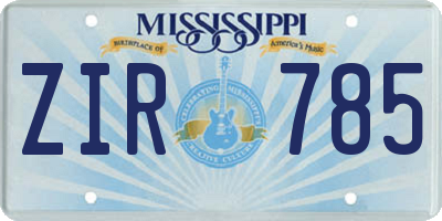 MS license plate ZIR785
