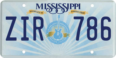 MS license plate ZIR786