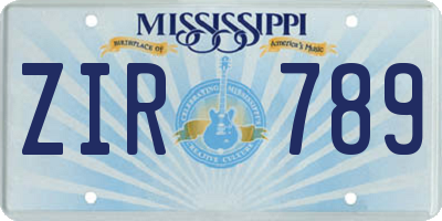 MS license plate ZIR789