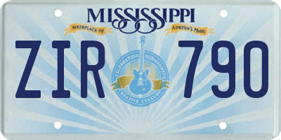 MS license plate ZIR790