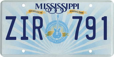 MS license plate ZIR791