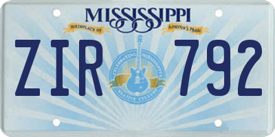 MS license plate ZIR792