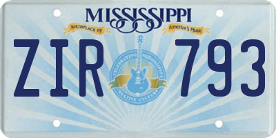 MS license plate ZIR793