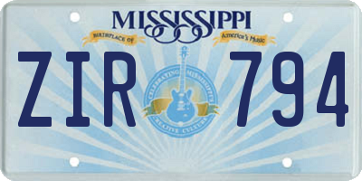MS license plate ZIR794
