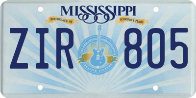 MS license plate ZIR805