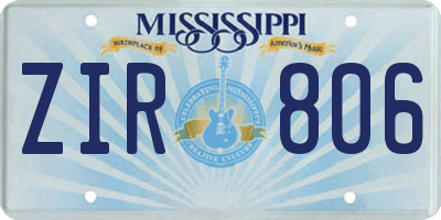 MS license plate ZIR806