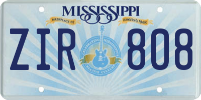 MS license plate ZIR808