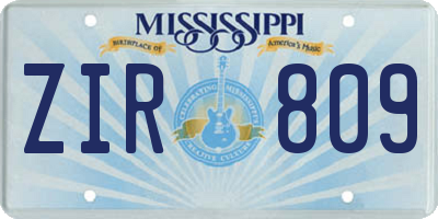 MS license plate ZIR809