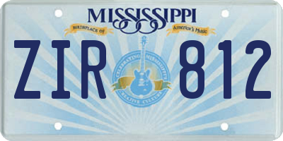 MS license plate ZIR812