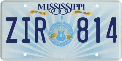 MS license plate ZIR814
