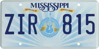 MS license plate ZIR815