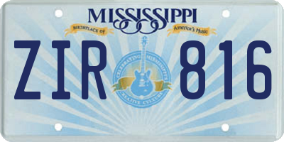 MS license plate ZIR816