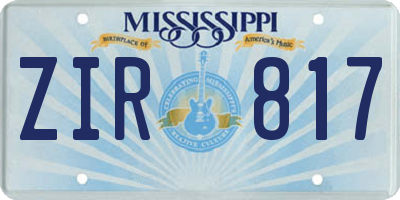 MS license plate ZIR817