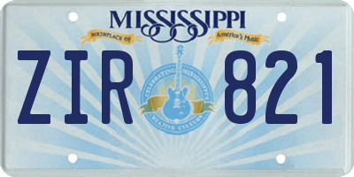 MS license plate ZIR821