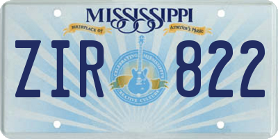 MS license plate ZIR822