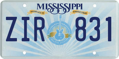 MS license plate ZIR831