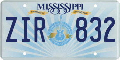 MS license plate ZIR832