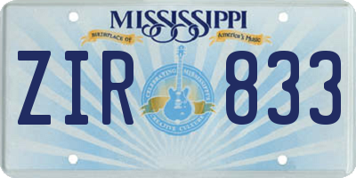 MS license plate ZIR833