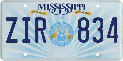 MS license plate ZIR834