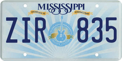 MS license plate ZIR835