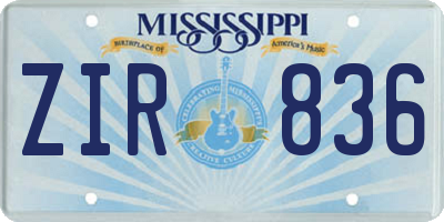 MS license plate ZIR836
