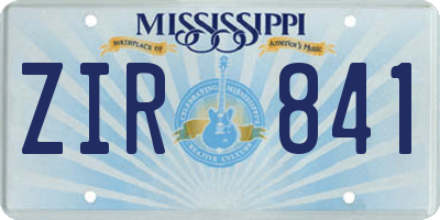 MS license plate ZIR841